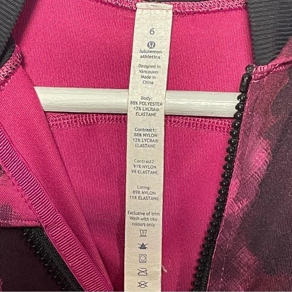 Lululemon Pink Daily Practice‎ Blooming Pixie Raspberry Black Jacket Size 6 - Picture 3 of 8